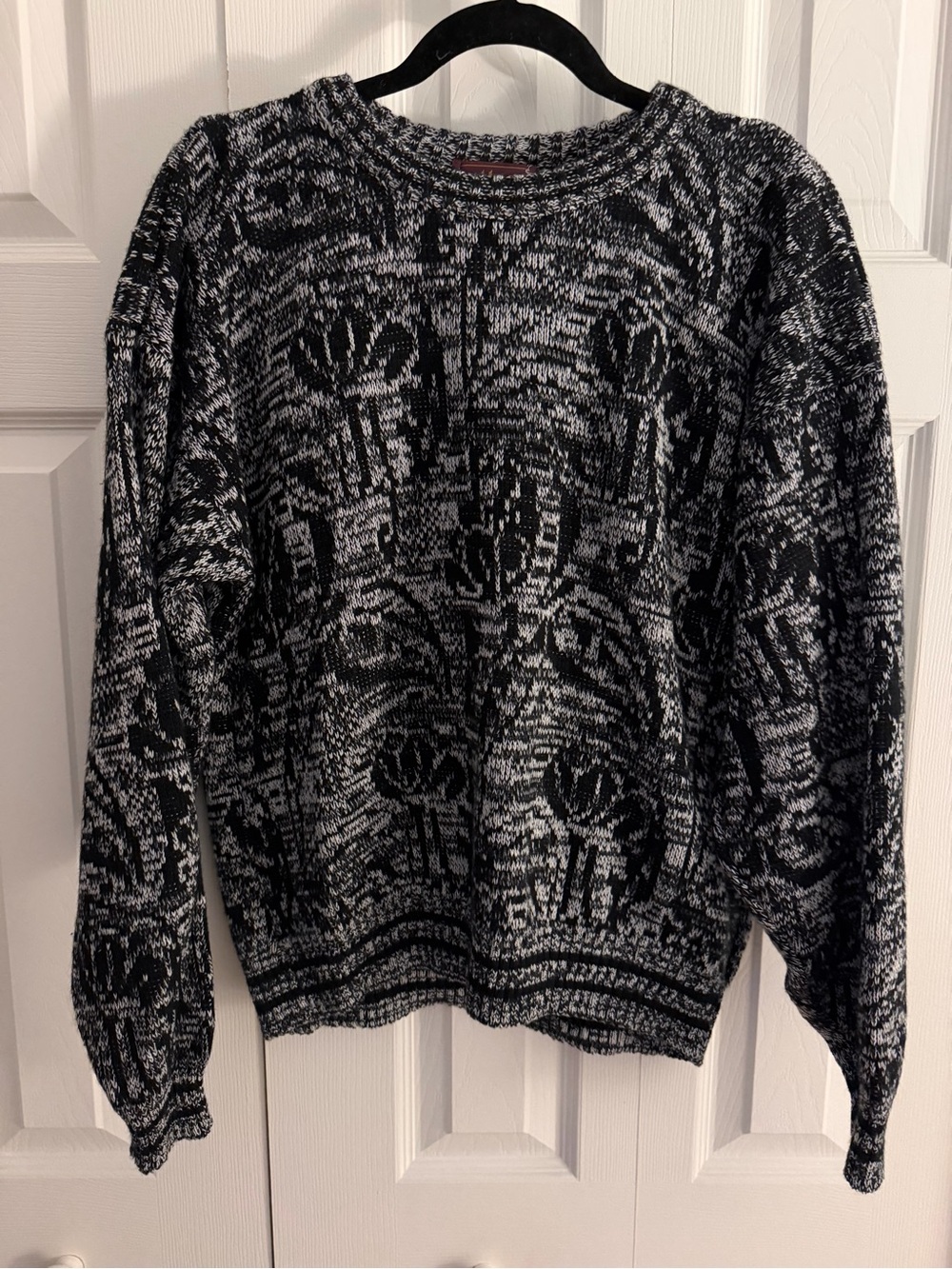 VTG 90s Atlas Abstract Geometric Grandpa Knit Sweater • Size Medium